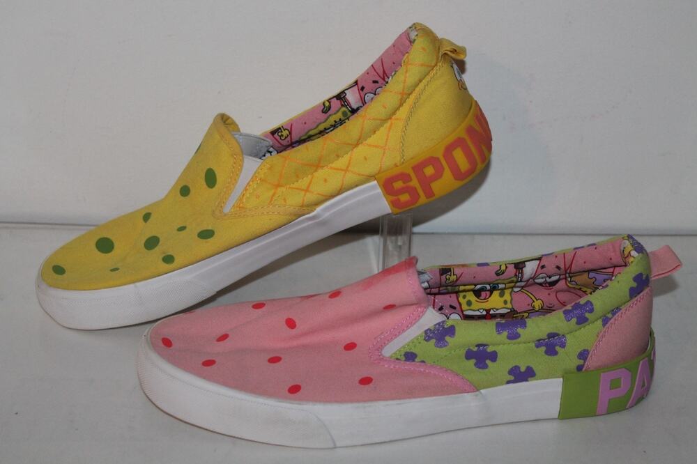 Ground Up Sponge Bob & Patrick Slip On Casual Sneakers, Canvas, Men's Size 11.5